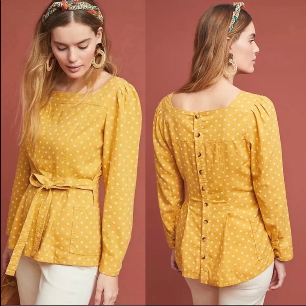 Maeve Yellow Polka Dot Blouse